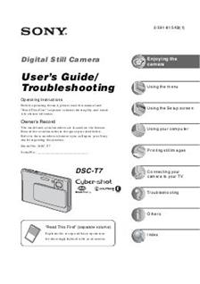 Sony Cyber-shot T7 manual. Camera Instructions.